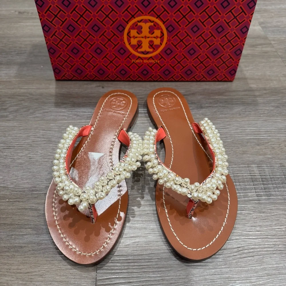 Tory Burch Tatiana Pearl Detail Hicks Garden Fresh Thong Sandals